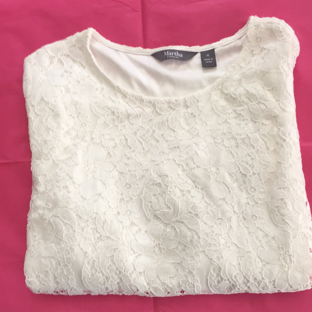Martha Stewart Ivory Lace Blouse XL